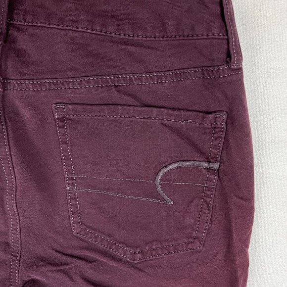 American Eagle Red Burgundy Jegging Size 4 Skinny Leg Low Rise Stretch Denim - Picture 9 of 16